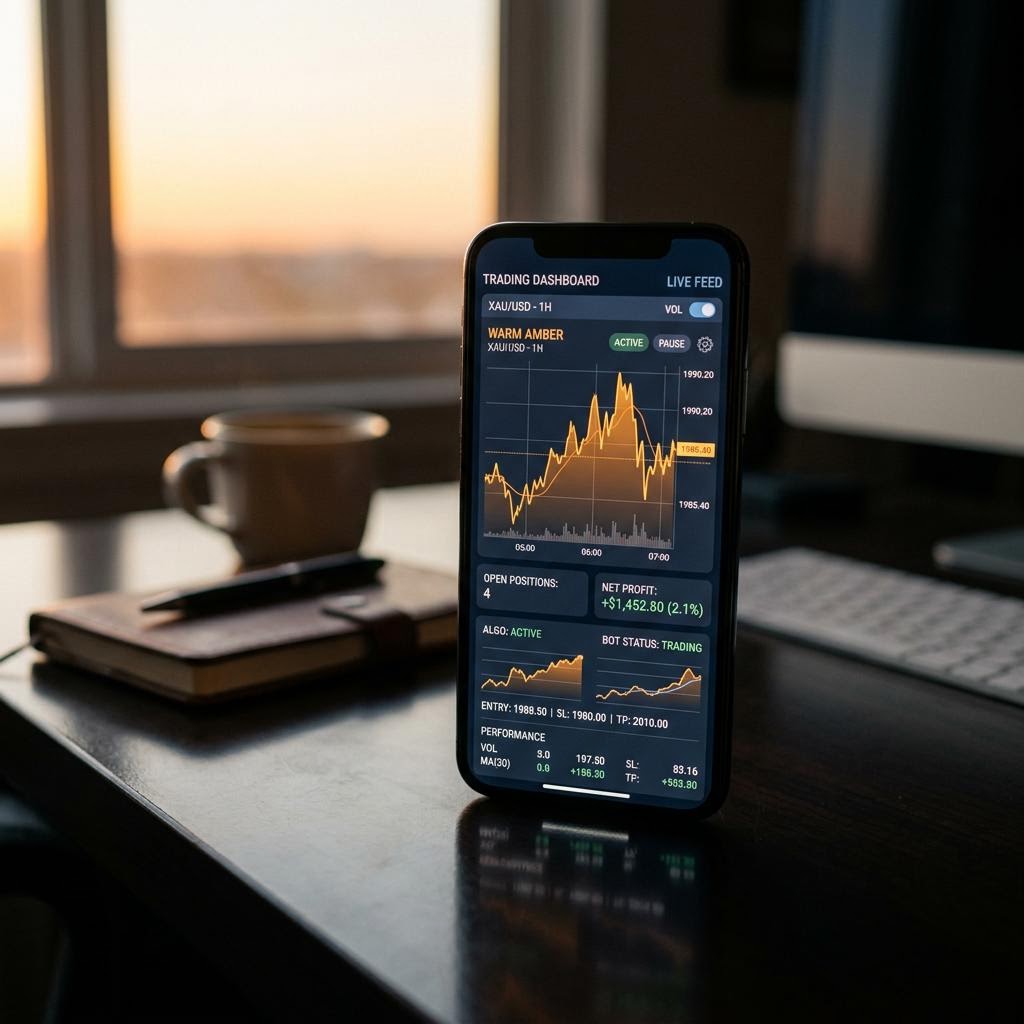 Interface mobile de la plateforme de trading crypto IA Noble Gagévanure
